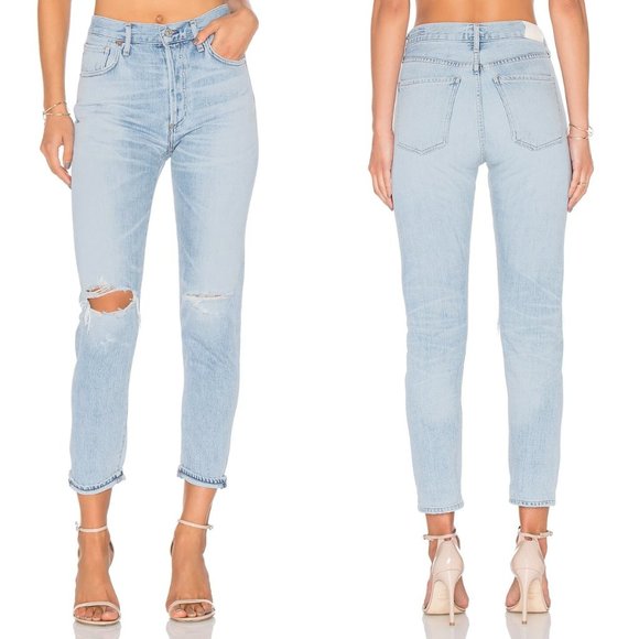 CITIZENS OF HUMANITY Women's sz 26 Liya Petite High Rise Classic Fit Jeans Torn - Picture 11 of 12